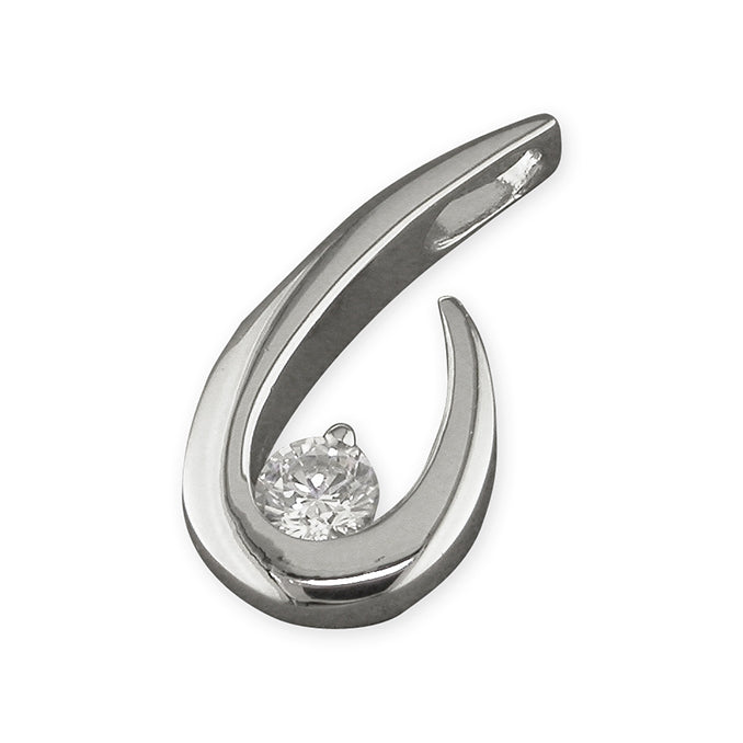 Silver Cubic Zirconia pendant and chain complete with presentation box