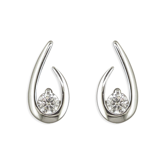 Silver Cubic Zirconia stud earrings complete with presentation box