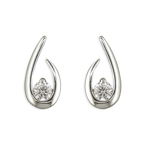 Silver Cubic Zirconia stud earrings complete with presentation box