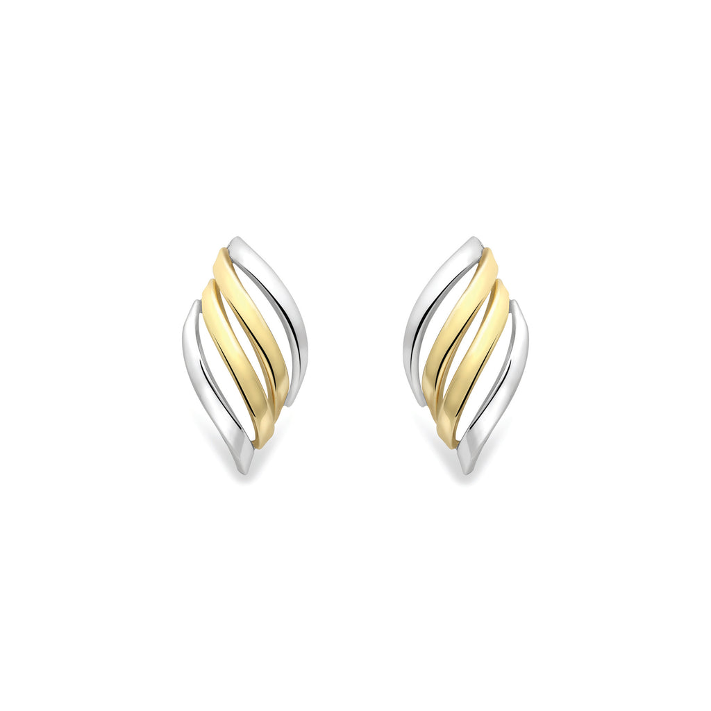 9ct Gold two colour stud earrings complete with presentation box