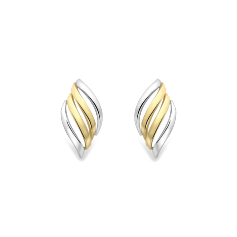 9ct Gold two colour stud earrings complete with presentation box
