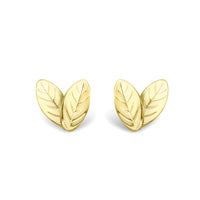 9ct Gold leaf stud earrings complete with presentation box