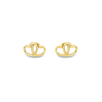 9ct Gold heart stud earrings complete with presentation box