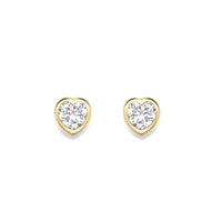 9ct Gold Cubic Zirconia heart stud earrings complete with presentation box