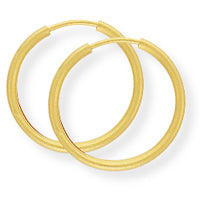9ct Yellow Gold 18mm diameter plain tube sleeper earrings complete with presentation box