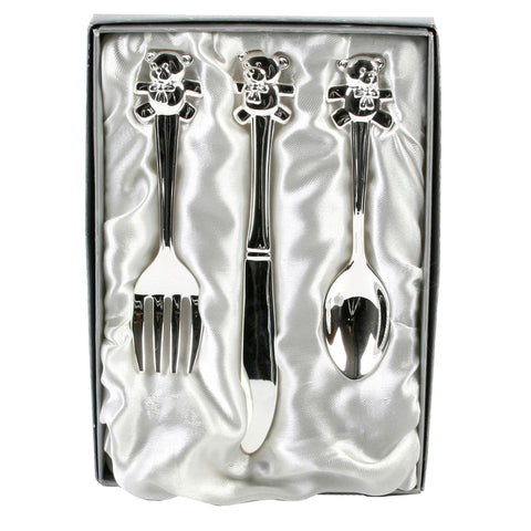 Silverplated Teddy Knife, Fork and Spoon Set