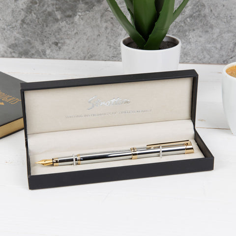 Stratton Silver and Gold Fountain Pen complete with Gift Box