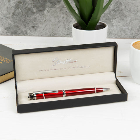 Stratton Red Ballpoint Pen complete with Gift Box