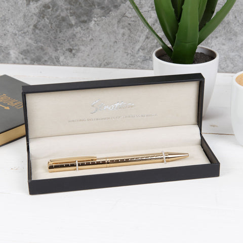 Stratton Titanium Gold Finish Ballpoint Pen complete with Gift Box