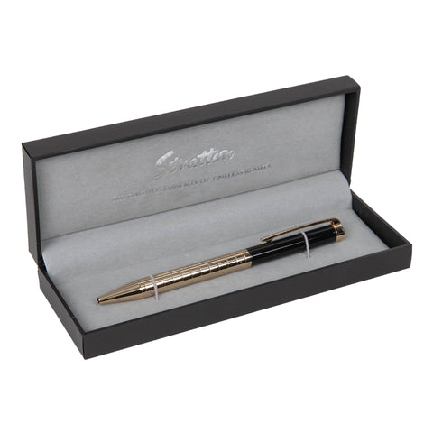 Stratton Black and Gold Ballpoint Pen complete with Gift Box