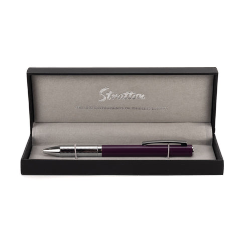 Stratton Purple and Silver Ballpoint Pen complete with Gift Box