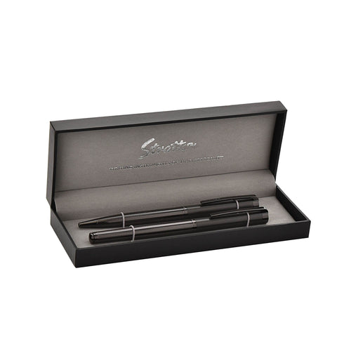 Stratton Black Rollerball and Ballpoint Pen Set complete with Gift Box