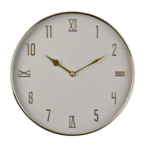 Grey and Gold coloured cased Wall Clock, 1 Year Guarantee