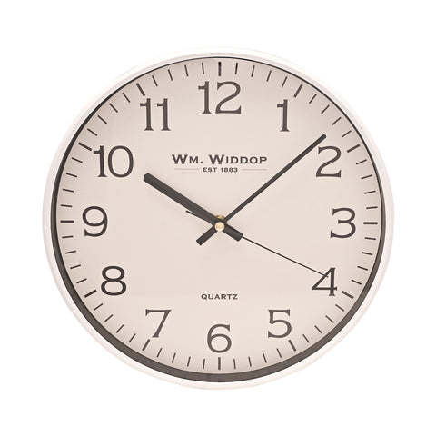 White coloured cased Wall Clock, 1 Year Guarantee