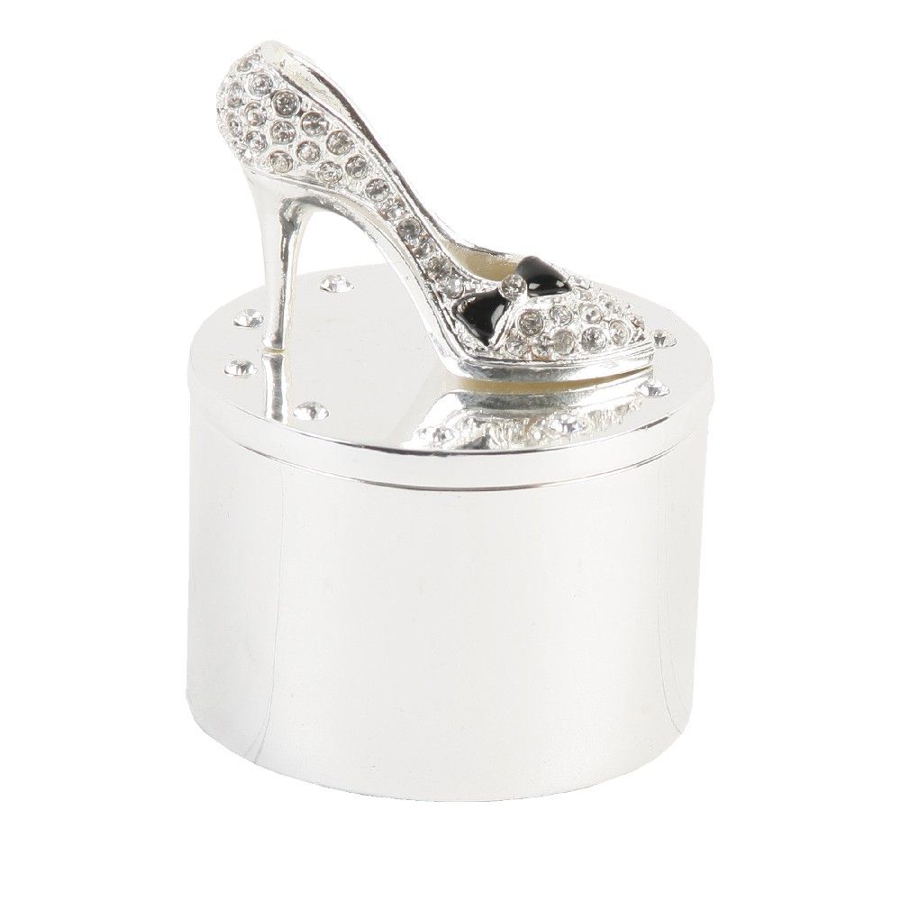 Silverplated round Shoe top Trinket Box