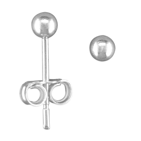 Silver 3mm ball stud earrings complete with presentation box