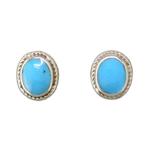Silver Blue Stone stud earrings complete with presentation box