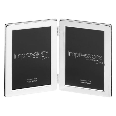 Silverplated 4inch x 6inch / 10cms x 15cms double hinged Photo Frame