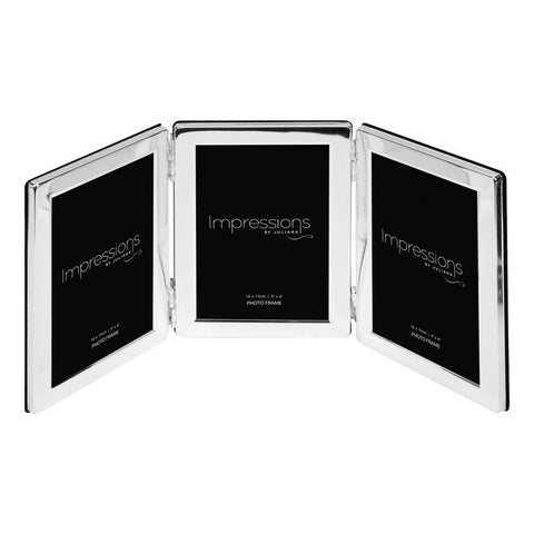 Silverplated 4inch x 6inch / 10cms x 15cms triple hinged Photo Frame