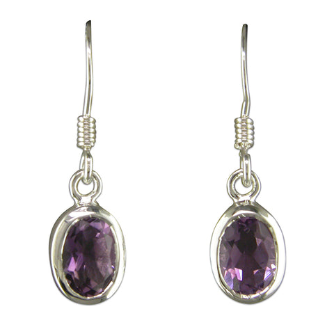Silver Amethyst drop earrings complete with presentation box