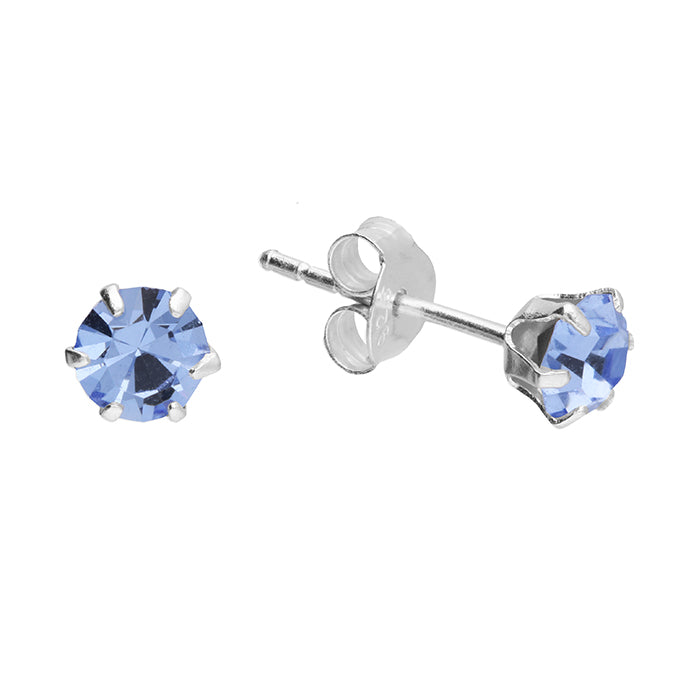 Silver Crystal set stud earrings complete with presentation box