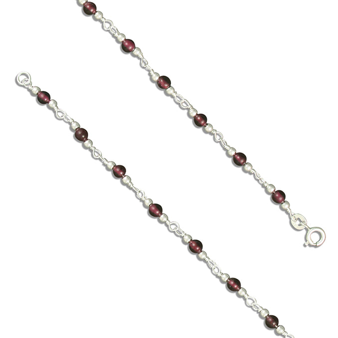 Silver Garnet set link Bracelet complete with presentation box