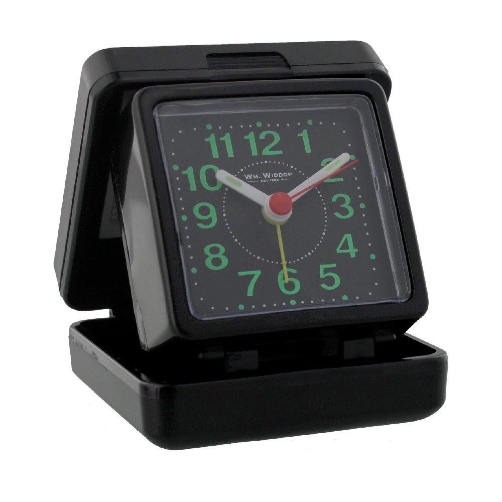 Black Fold Up Case Travel Alarm Clock, 1 Year Guarantee