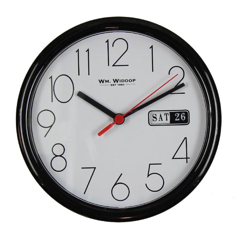 Black Cased Day Date Wall Clock, 1 Year Guarantee