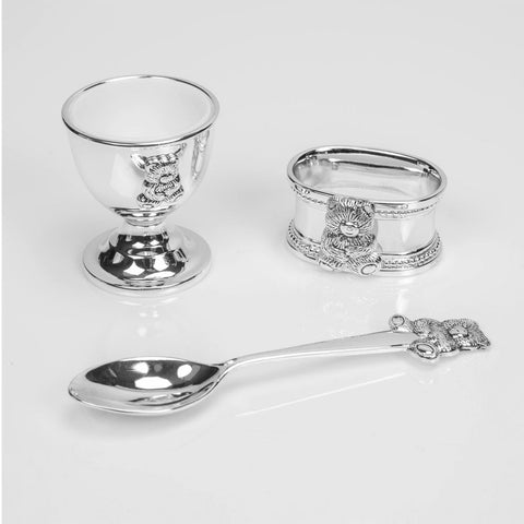 Silverplated Babies Egg Cup, Spoon and Napkin Ring