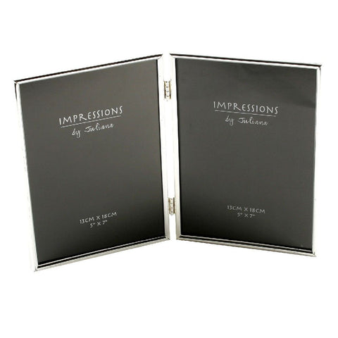 Silverplated 5inch x 7inch / 13cms x 18cms double hinged Photo Frame