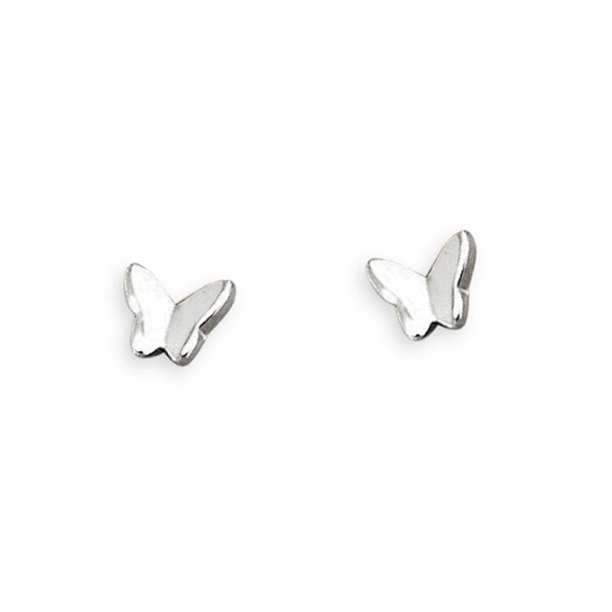 Silver small butterfly stud earrings complete with presentation box