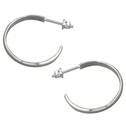 Silver post and scroll back hoop earrings complete with presentation box