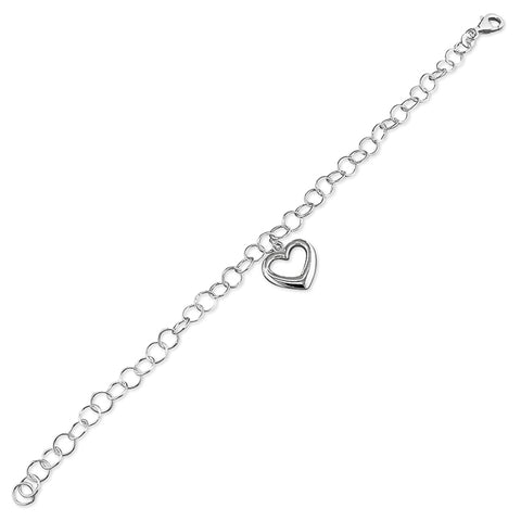 Silver heart and link Bracelet complete with presentation box