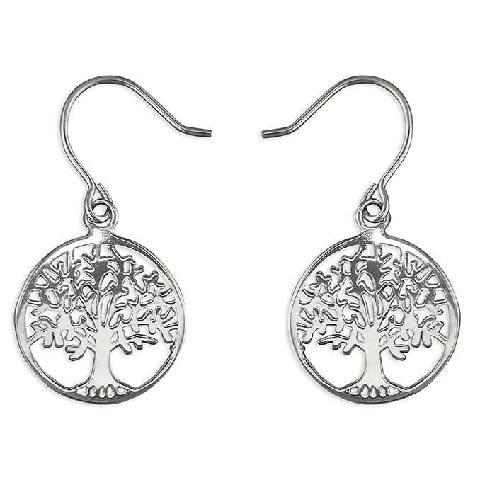 Silver Tree of Life drop earrings complete with presentation box