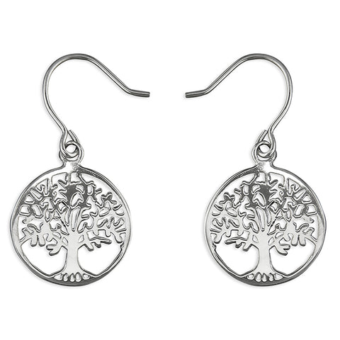 Silver Tree of Life drop earrings complete with presentation box