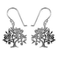 Silver Tree of Life drop earrings complete with presentation box