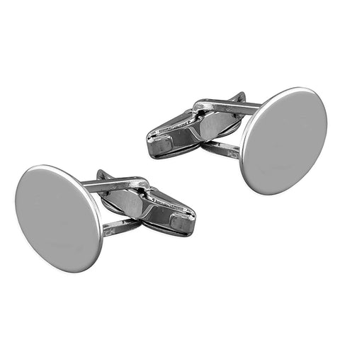 Silver plain oval polished Cufflinks complete with presentation box