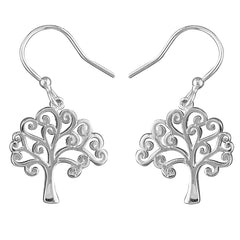 Silver Tree of Life drop earrings complete with presentation box
