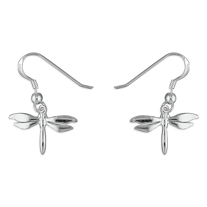 Silver Dragonfly drop earrings complete with presentation box