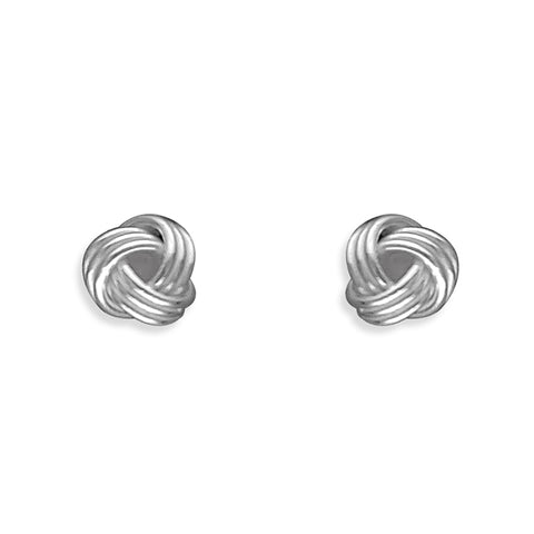 Silver wool knot stud earrings complete with presentation box