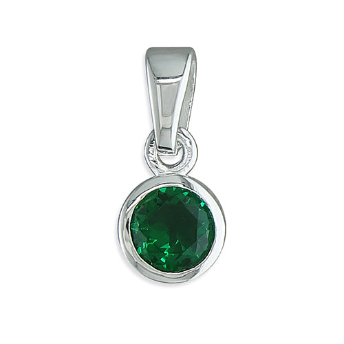 Silver green Cubic Zirconia pendant and chain complete with presentation box