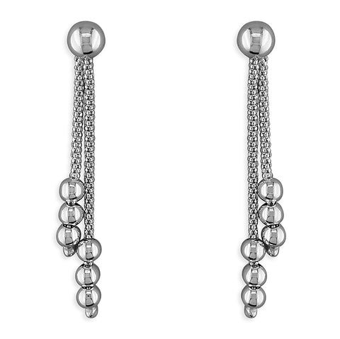 Silver triple beads drop earrings complete with presentation box