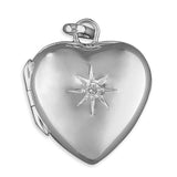 Silver Cubic Zirconia set Locket and Chain complete with presentation box