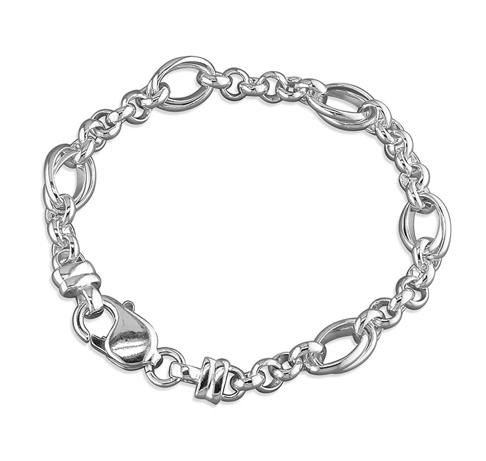 Silver fancy belcher style link Bracelet complete with presentation box