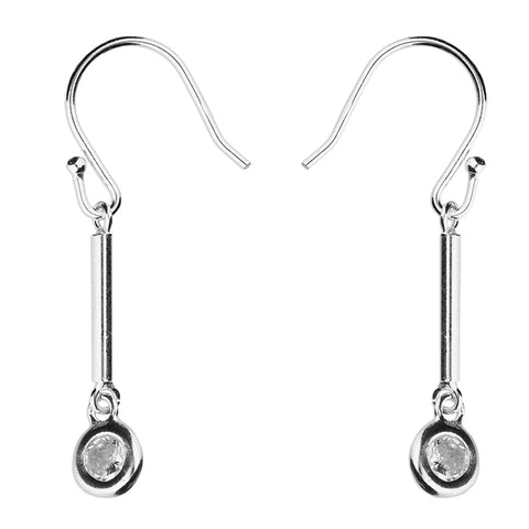 Silver Cubic Zirconia bar drop earrings complete with presentation box
