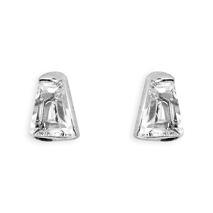 Silver Cubic Zirconia baguette stud earrings complete with presentation box