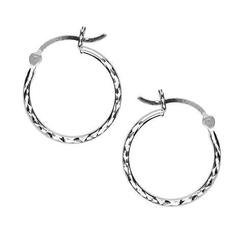 Silver hinged wire hoop earrings complete with presentation box