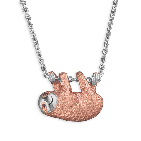 Silver Sloth pendant and chain complete with presentation box