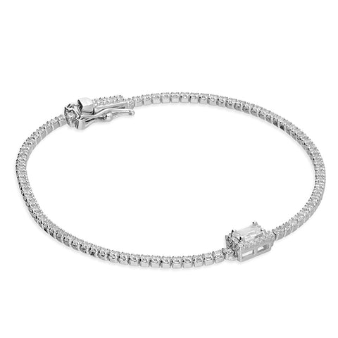 Silver Cubic Zirconia set linked tennis Bracelet complete with presentation box