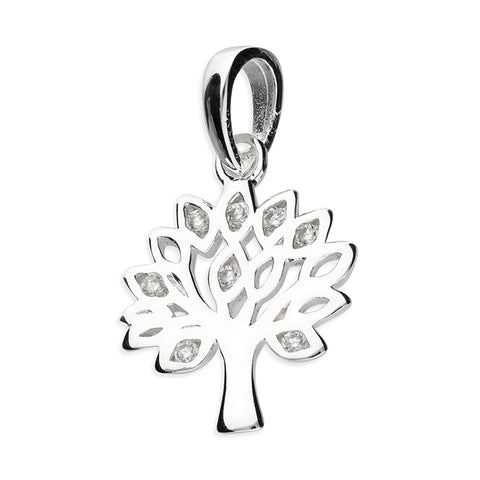 Silver Cubic Zirconia set Tree Of Life Pendant and Chain complete with presentation box